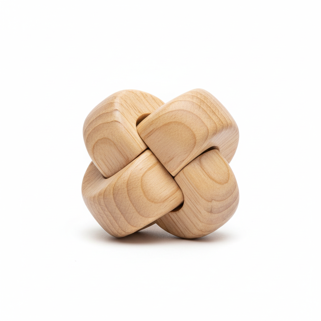 Natural wood grain fidget puzzle brain teaser toy
